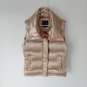 Talbots Metallic Gold Women's Down Puffer Vest Full Zip Size Medium